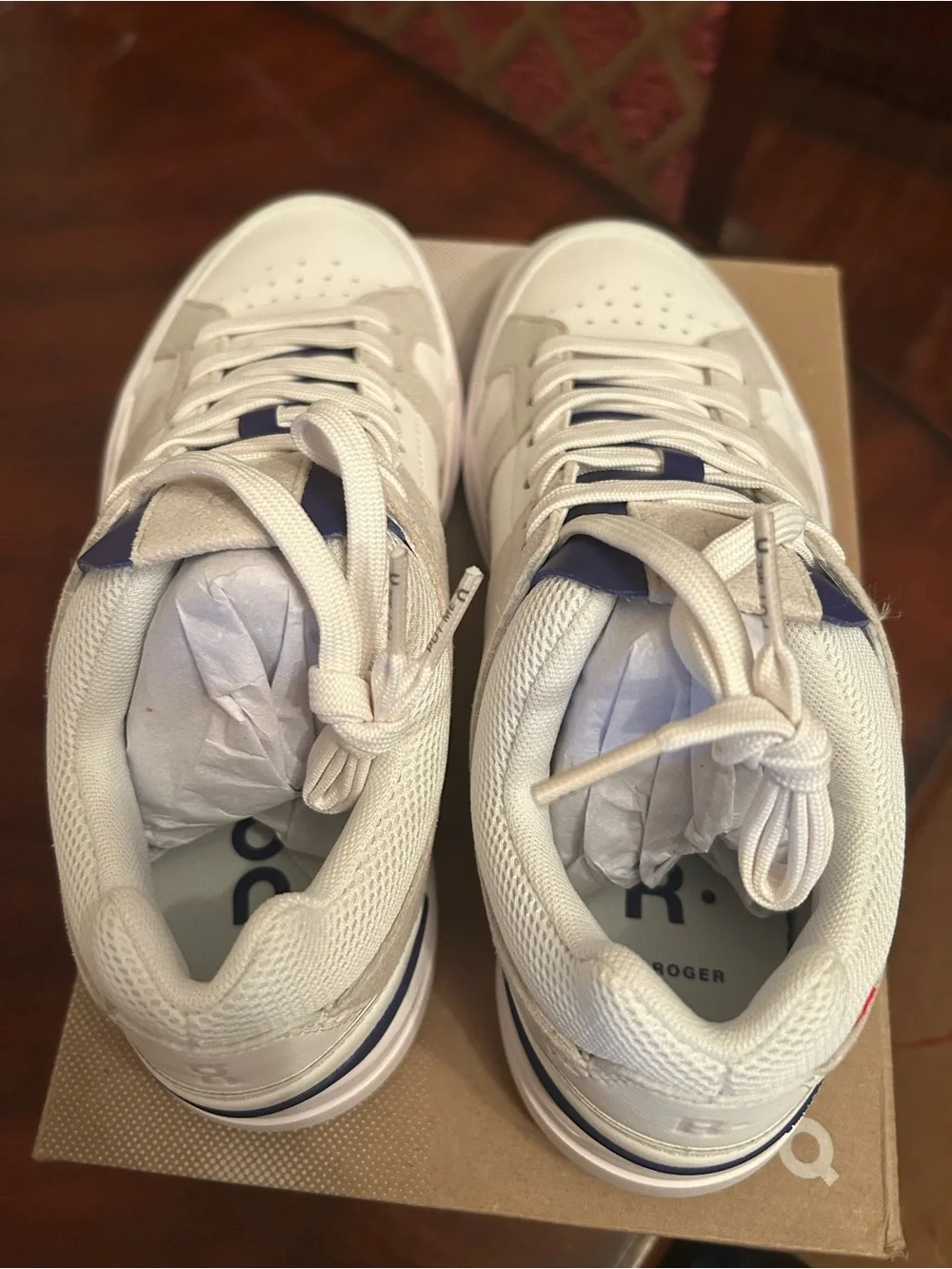 On Cloud Men's Sneakers in White with Indigo Accents